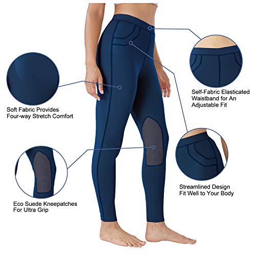 Fitst4 Sports Kids Horse Riding Tights Performance Knee Patch Pull On Equestrian Schooling Riding Pants Teal L thumb #5