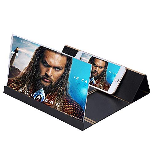 BKONF 3D Mobile Phone Screen Magnifying Glass Anti-Radiation Enlarger Screen Folding Stand 12 inch Smartphone Magnifying Glass,Black