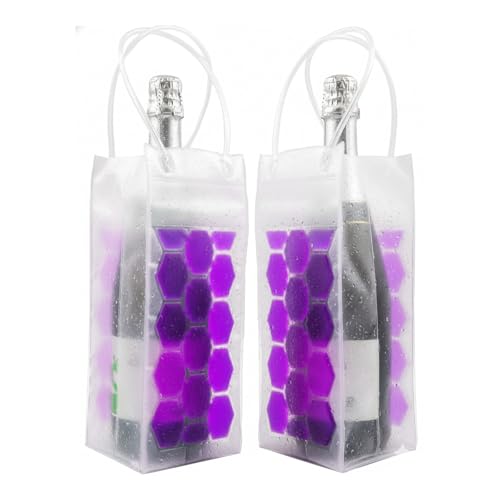 Wine Cooler Bag Ice Bag for Wine Beer Bottle (2 Pack) Instant Cooling and Keeps Your Drink Cold Keep Cool and Chill Champagne Wine (Purple)