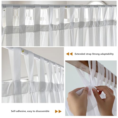 AIKASY Canopy Bed Board with Top and Self-Adhesive Velcro Strips, White Gauze Princess Bed Canopy Curtain Tent, Creating a Romantic Atmosphere in The Room(Full/Queen,White)