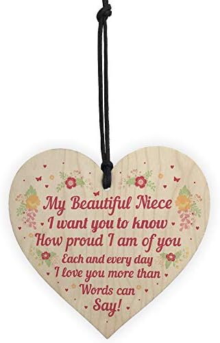 RED OCEAN Gifts For Niece Birthday Wooden Heart Gifts From Auntie Uncle