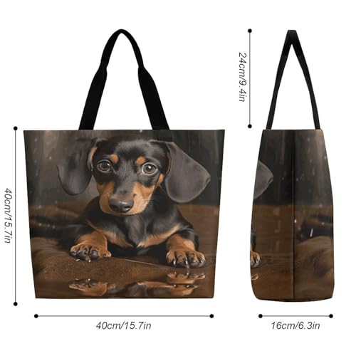 Women's Multi-Functional Shopping Bag，Cute Dachshund Printing Messenger Bag Shoulder Bag for Travel, Work, Shopping & Parties with Inner Pocket, Grocery Bag Lightweight & Water-Resistant2