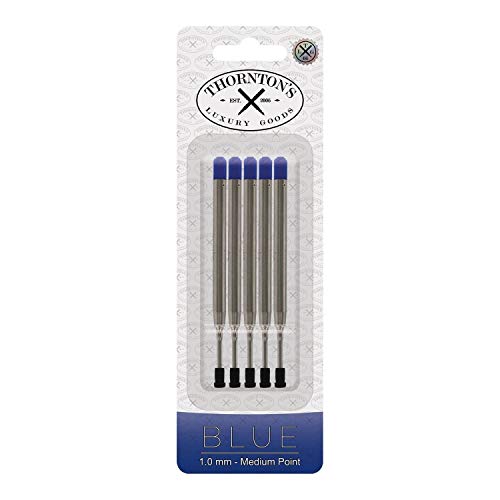 Thornton's Luxury Goods Ballpoint Pen Refill To Fit Parker Style Ball Point Pens 1.0Mm Medium Point Black Ink 5-Count Replacement Refills Quick-Drying And Long Lasting Ink For Ultra-Smooth Writing #TOP1
