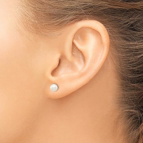 14K Real Yellow Gold 5-6mm White Near Round Freshwater Cultured Pearl Post Stud Earrings2
