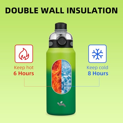 Image of Konokyo 32 oz Insulated Stainless Steel Water Bottle with Straw Lid