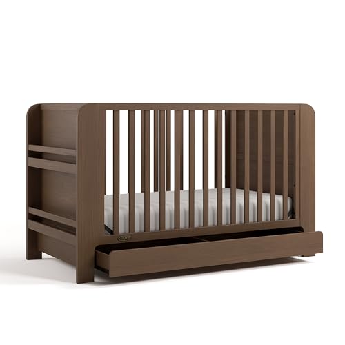 Image of Graco Read-with-Me 4-in-1 Convertible Crib with Drawer - GREENGUARD Gold Certified Converts to Toddler Bed, Daybed, and Functional Bookshelves (Hazelnut)