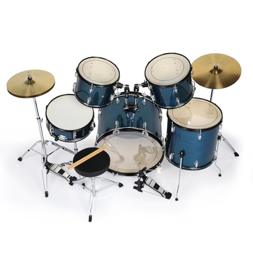 image for Ktaxon 22 Inch Adult Drum Set, 5-Piece Full-Size Drums Kit with Cymbal