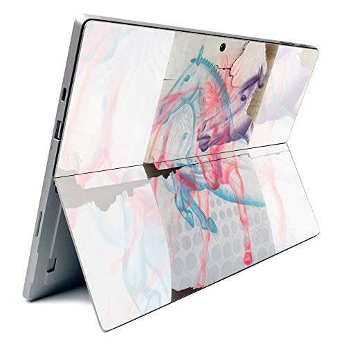 Image of MightySkins Carbon Fiber Skin for Microsoft Surface Pro 7 - Damaged Horses | Textured Carbon Fiber Finish | Easy to Apply, Remove, and Change Styles | Made in The USA (CF-MISURPR7-Damaged Horses)