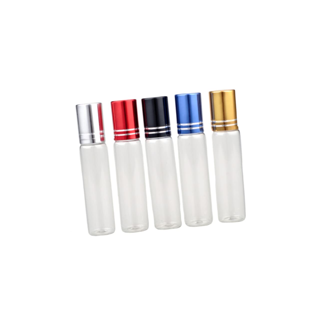 Beaupretty 15pièces Bouteilles De Verre Pour Huiles Essentielles De Flacons Avec Bille Noir Bleu Rouge Pour Échantillonnage Et Voyage