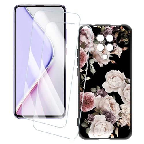 OAGELIM 2�Z�b�g �X�N���[���v���e�N�^�[ + �P�[�X Xiaomi Poco F2 Pro (6.67 �C���`) �Ƃ̌݊������� �A�[�e�B�X�e�B�b�N�J�X�^���v�����g�J�o�[�Ƌ����K���X�t�B���� �X�N���b�`�h�~ (��)