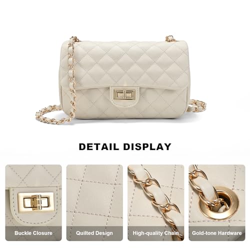 Quilted Crossbody Bags for Women, Small Soft Shoulder Handbags, Ladies Mini Vegan Leather Clutch Purses3