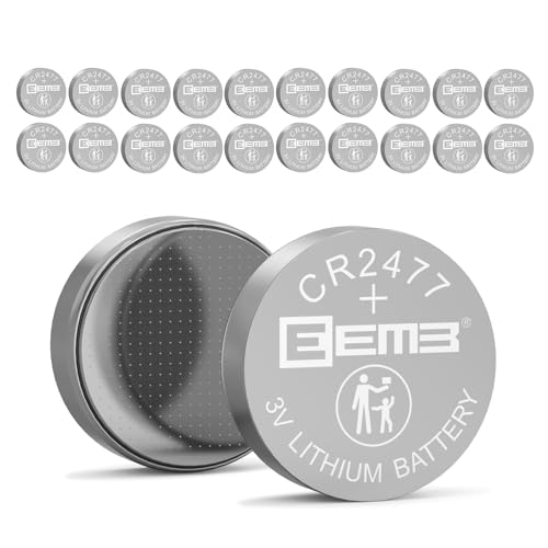 EEMB 20er Pack CR2477 Lithium-Knopfzellen 3V Batterie – CR2477, DL2477, ECR2477 für Elektrokerzen, Beleuchtung, Fernbedienungen, Autoschlüssel, Alarmanlagen, Kontaktsensoren & Smart Home