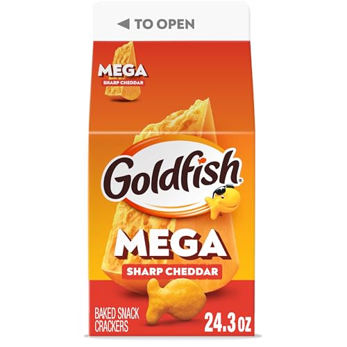 Goldfish Mega Bites Sharp Cheddar Cheese Crackers, 24.3 Oz Carton