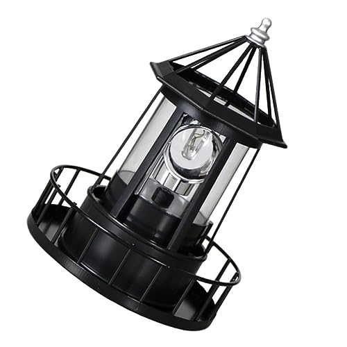Lampe de jardin décorative haut de gamme phare solaire rotatif en fer forgé
