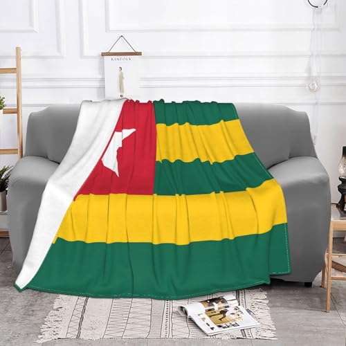 Couverture en laine douce, convient pour canapé, camping, voyage, nuit, couverture de canapé douce (152,4 x 127 cm), drapeau du Togo