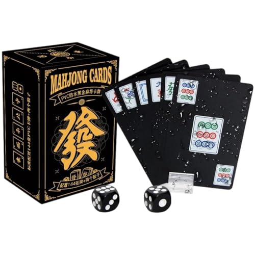 Set de 144 Cartas Mahjong impermeables con 2 dados miniatura 1