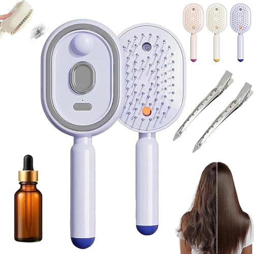 2026 New Electric Steam Brush - Rechargeable Steam Hair Straightener with Spray Hair Steamer Straightener for Everyday Travel for Thick Curly Wavy Straight Styles At Home Reduce Frizz Anti-Static