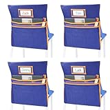 16PCS Chairback Buddy Pockets Chart with 2 Heavy Duty Storage Pocket,School Supplies Chair Back,Standard Denim Storage Organizer for Classroom Chair(Yellow)