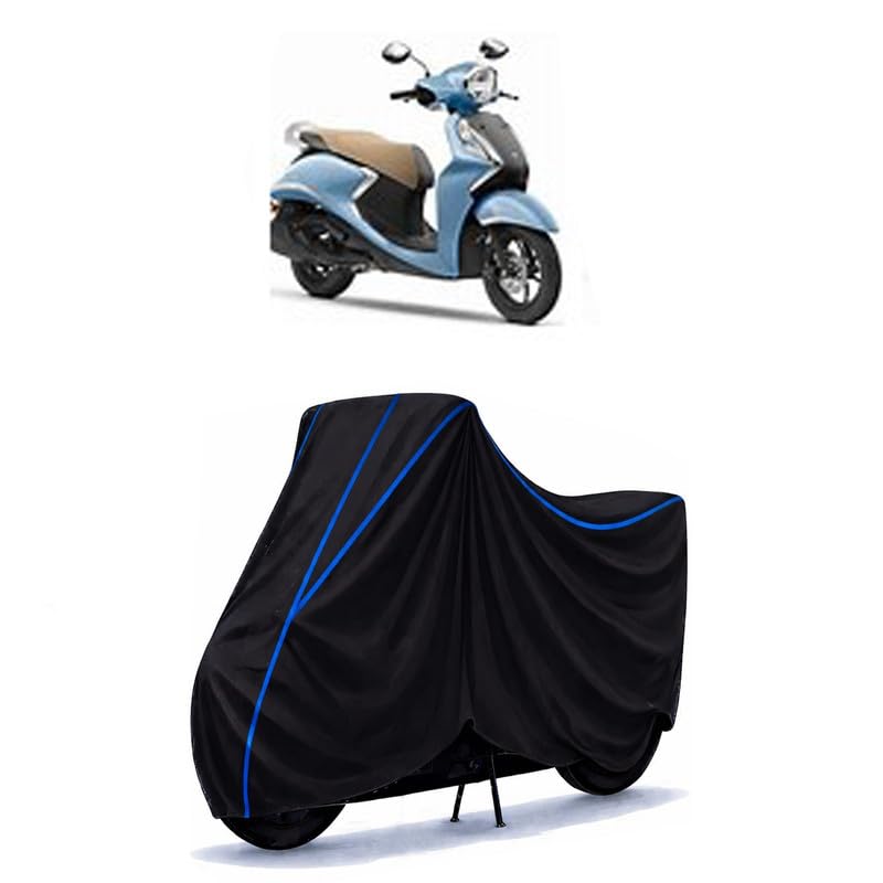 Image of Scooty Cover Water Resistant for Fascino 125 S - Matte Red| Universal Scooter & Bike Cover | Heavy Duty UV Dust, Rain & Scratch Protection Weather Indoor Outdoor | Black with Blue Piping