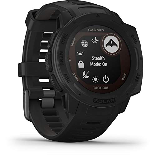 Image of Garmin Instinct Solar Tactical, Solar-Powered Rugged Outdoor Smartwatch with Tactical Features, Built-in Sports Apps and Health Monitoring, Black