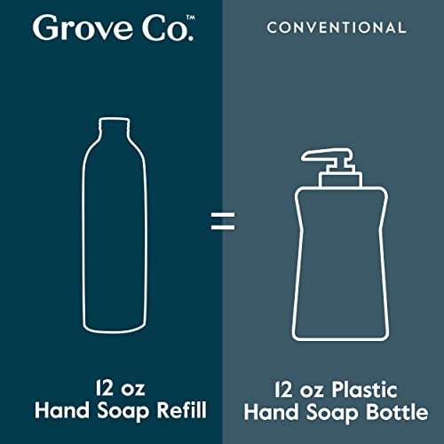 Grove Co. Foaming Hand Soap Concentrate (12 Fl Oz) + Reuseable Glass Soap Dispenser, Plastic Free And Liquid Refillable Starter Kit, Natural Lavender Blossom & Thyme Fragrance #TOP4