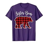 Sister Bear Pajama Red Buffalo Xmas Funny Family Christmas T-Shirt