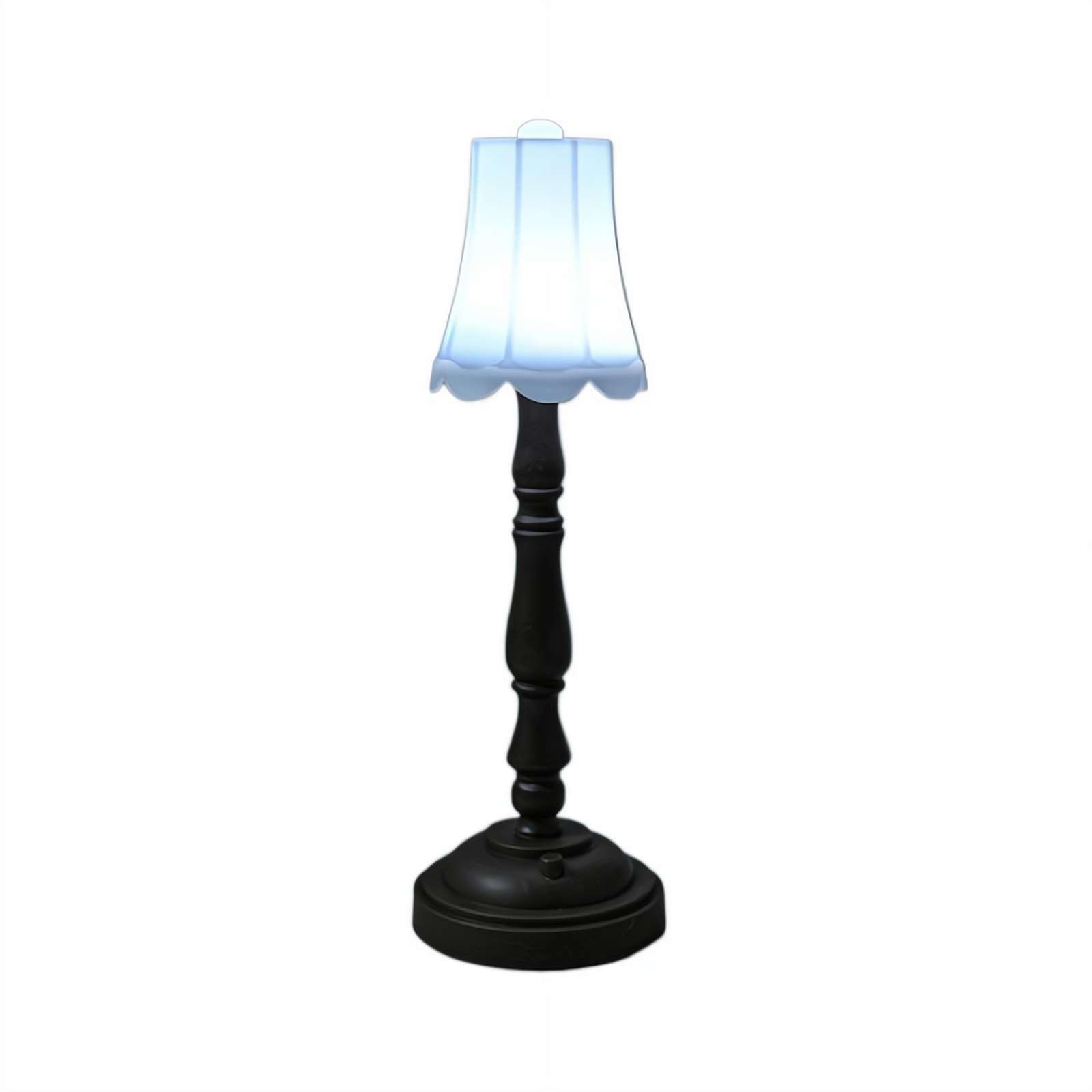 Mini Doll House Lamp 7-Inch White LED Vintage Floor Lamp, Battery Operated Tiny Model Night Light with Base, Miniature Decor for Dollhouse Indoor Diorama (Style D)