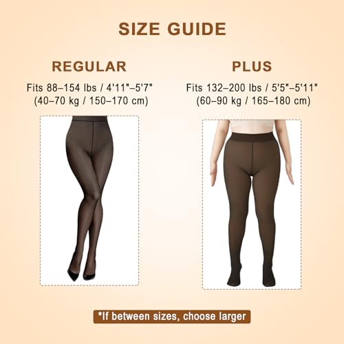 Aobiono Women Fleece Lined Tights Sheer Warm Pantyhose Fake Translucent Winter2