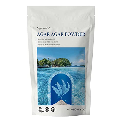 Agar Agar Powder 6 Oz,Vegan Cheese Powder,Vegetarian Gelling Agent,100% Natural Seaweed Powder,Unflavored Thickener,Gelatin Powder for Baking,Sugar Free Kosher Gluten Free 6 Oz