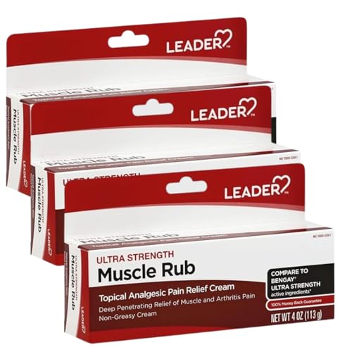 Image of Leader Muscle Rub - Fast-Acting, Deep Penetrating Relief for Sore Muscles and Joints, Minor Arthritis and Back Pain Relief, Non-Greasy Formula Topical Analgesic, Camphor, Menthol & Methyl Salic 3-Pack