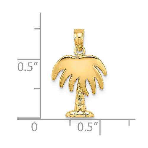 Solid 14k Yellow Gold CHARLESTON PALM TREE Charm Pendant - 14mm x 12mm2