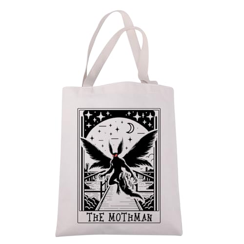 Bolso tote de lona con diseño Mothman, tarot y criptozoología, regalo para fans de criptidos y monstruos miniatura 1