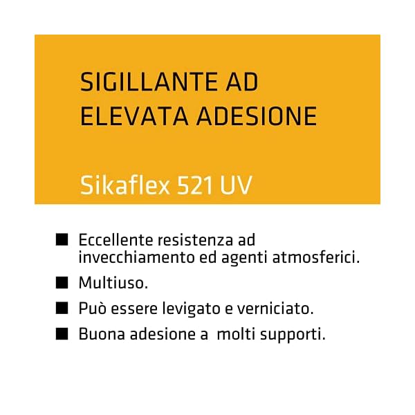 Sika - Sikaflex 521 UV, Nero - Sigillante resistente agli agenti atmosferici - Per interno ed esterni - Privo di… - immagine 4