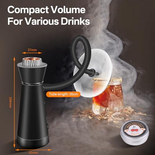 BORUiT SK301B Rauchpistole mit Feuerzeug (kein Butan), Smoke Gun Aluminiumlegierung Raucher Infuser mit 4-Pack Holzchips, Handrauchpistole für Küche, Fleisch, Lachs, Cocktails, Käse, Grill
