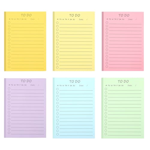 APOMOONS 6 Blocs de Notes Adhésives 300 Feuilles Sticky Notes Notes Adhésives Bloc de Notes To Do Listen Bloc de Notes Surligneurs Blocs de Notes Lignés Planificateur Rappel pour école Bureau