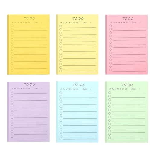 APOMOONS 6 Piezas Bloques de Notas Adhesivas 300 Hojas Lista de Tareas Bloque de Notas Adhesivas Marcadores Laterales Blocs de Notas Blocs de Notas Rayados Planificador Recordatorio