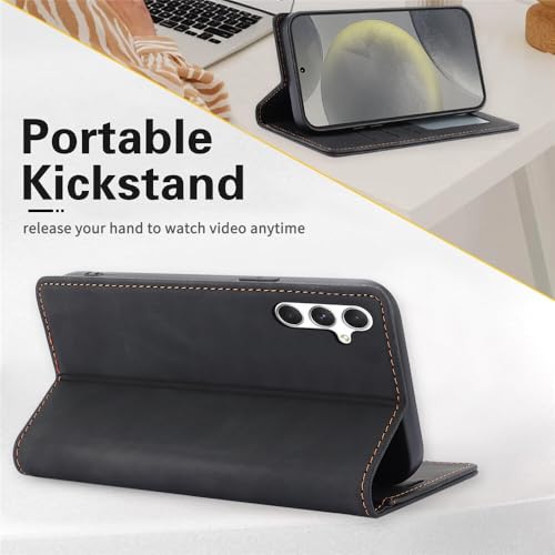 Étui portefeuille Samsung S25 marron anti-choc avec rangement cartes - 6