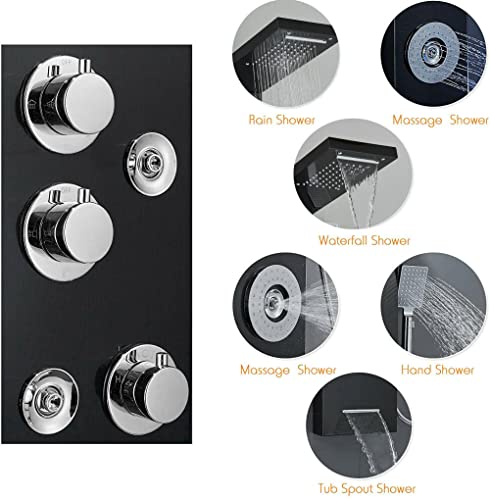 Shower Panel Tower Massage Body Jets System Rain&Waterfall Mixer Hand Shower miniatura 4