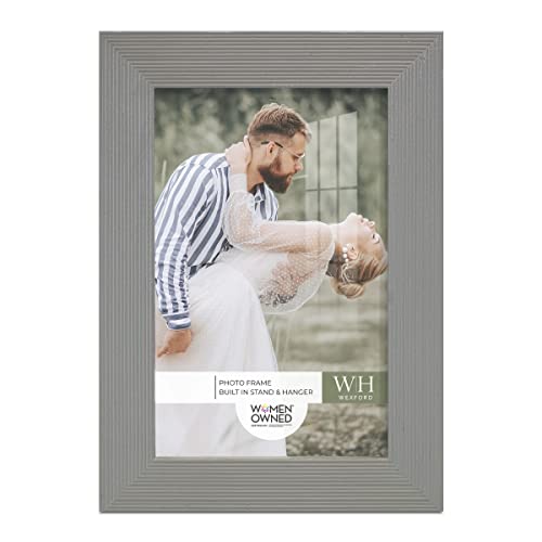 Renditions Gallery 4X6 Inch Picture Frame Modern Style Wood Pattern And High Definition Glass Ready For Wall And Tabletop Photo Display, Gray Frame #TOP1