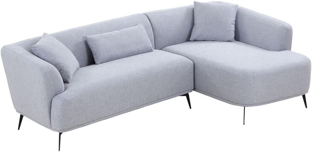 L-Shape Sectional Sofa Couch with Chaise,Metal Legs,Light Grey