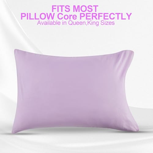 Image of DONAMA Pillowcase Fit All Types of Pillow, 1pc Moisture Wicking and Cooling Fabric Pillow Cover with Envelope Closure - Queen Size 29.53 inch x 19.69 inch (Purple)
