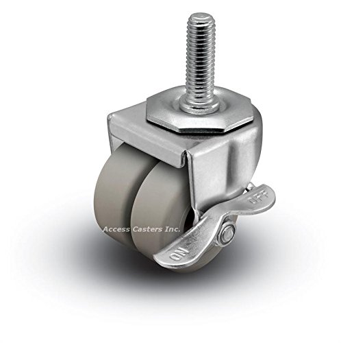 Dual Wheel Swivel Stem Caster Set of 4, TPR Wheels, 720 lbs Capacity