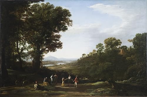 Tableau Toile Claude Lorrain Villageois dansant décoration murale salon 60x90