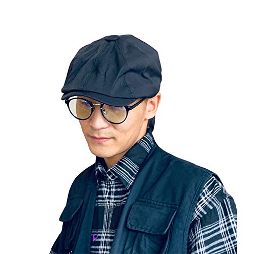 Clape Herringbone Beret Cap Women Ivy Cabbie Hunting Cap Newsboy Cap Black Driving Hat