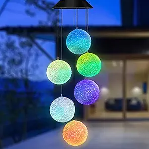 Ash & Roh Color Changing Solar Power Wind Chime Waterproof Solar Powered LED Hanging Lamp for Outdoor- Garden - Home Party- Festival Decoration (Ball Light)