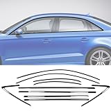 Stainless Steel Window Trim Chrome Delete for Audi A3 S3 Sedan 2014-2020 Black Window Trim Blackout Kit