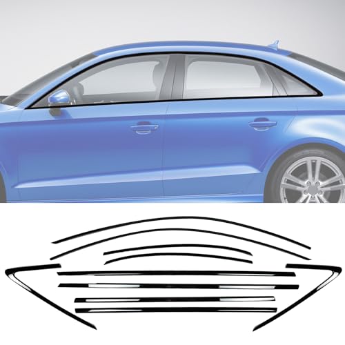 Stainless Steel Window Trim Chrome Delete for Audi A3 S3 Sedan 2014-2020 Black Window Trim Blackout Kit