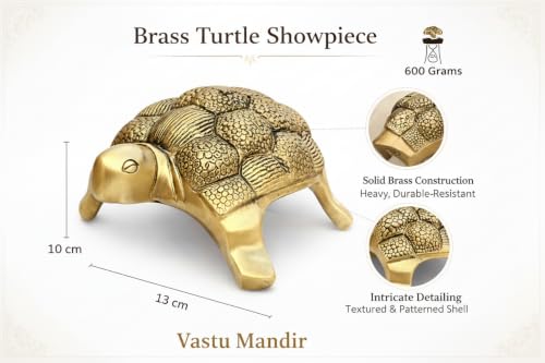 Image of Pure Brass Small Tortoise Idol, Vastu Remedy for Protection (13 cm, 570 g)