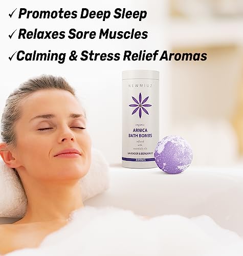 Organic 300Mg Arnica Montana Oil Bath Bombs Gift Set Lavender Bergamot Essential Oils For Men & Women Stress Relief Relaxing Bath Bomb Set Bubble Bath Shower Fizzies Birthday Christmas Spa Gifts #TOP1