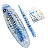 Retractable Fountain Pen 0.38mm Fine Nib - Blue & Black Ink, Transparent Barrel, 5 Refillable Ink Cartridges, Smooth Writing No Leak, Click Mechanism for Convenience (Blue)